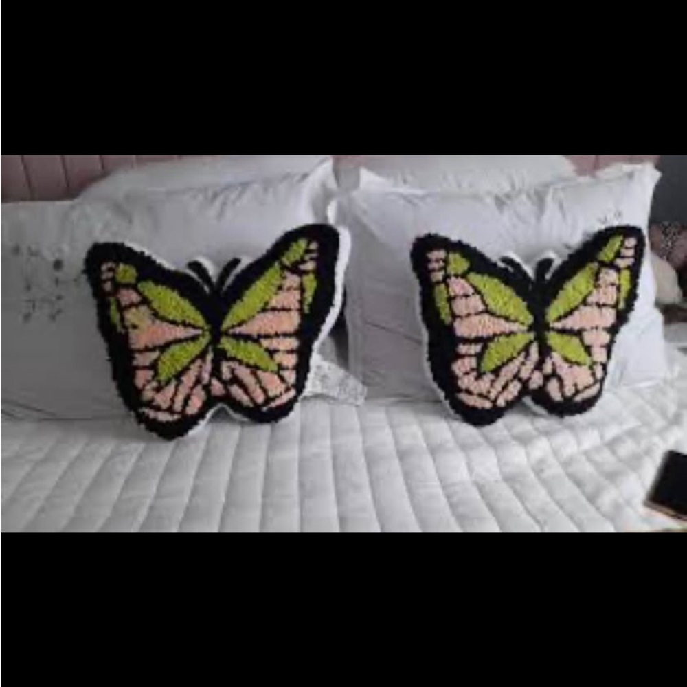 Room Essentials Butterfly Accent Pillow (1)- Black, Pink, and Green
